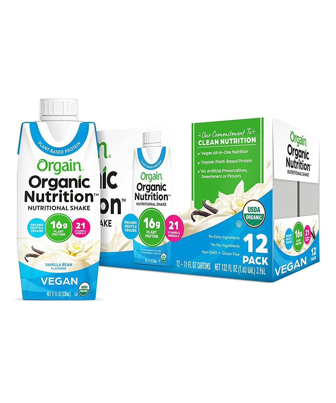 Orgain Organic Vegan Plant Based Nutritional Shake, Vanilla, CS/12