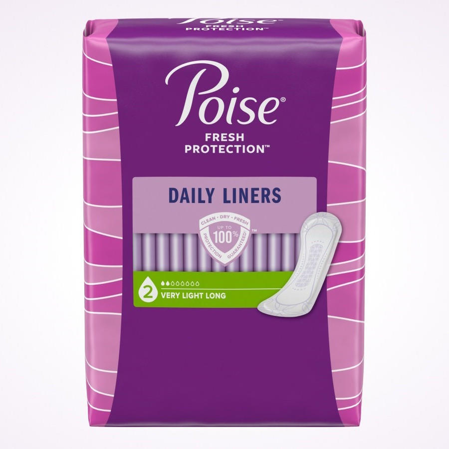 Poise Incontinence Liners, 2 Drops Very Light Absorbency, Long Length