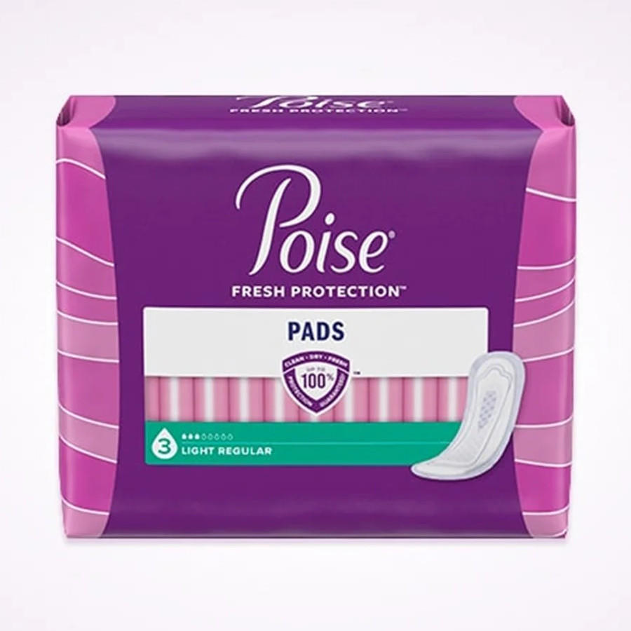 Poise Incontinence Pads, 3 Drops Light Absorbency