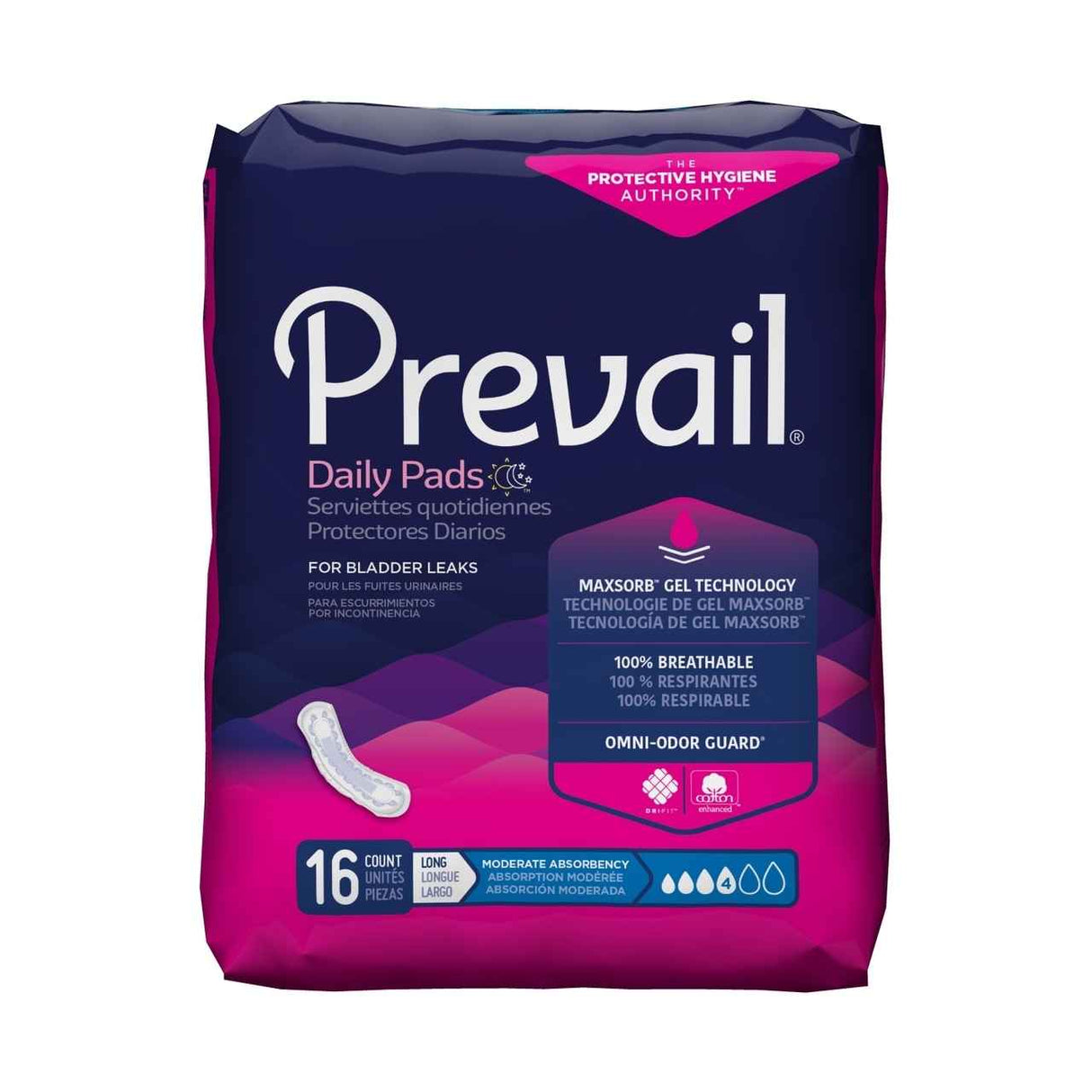 Prevail Women's Bladder Control Pad, Moderate