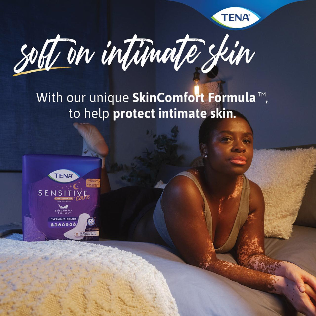 TENA Sensitive Care Extra Coverage Overnight Pads