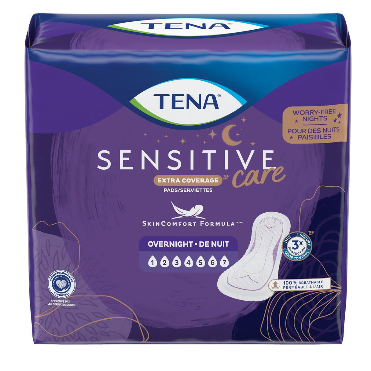 TENA Sensitive Care Extra Coverage Overnight Pads