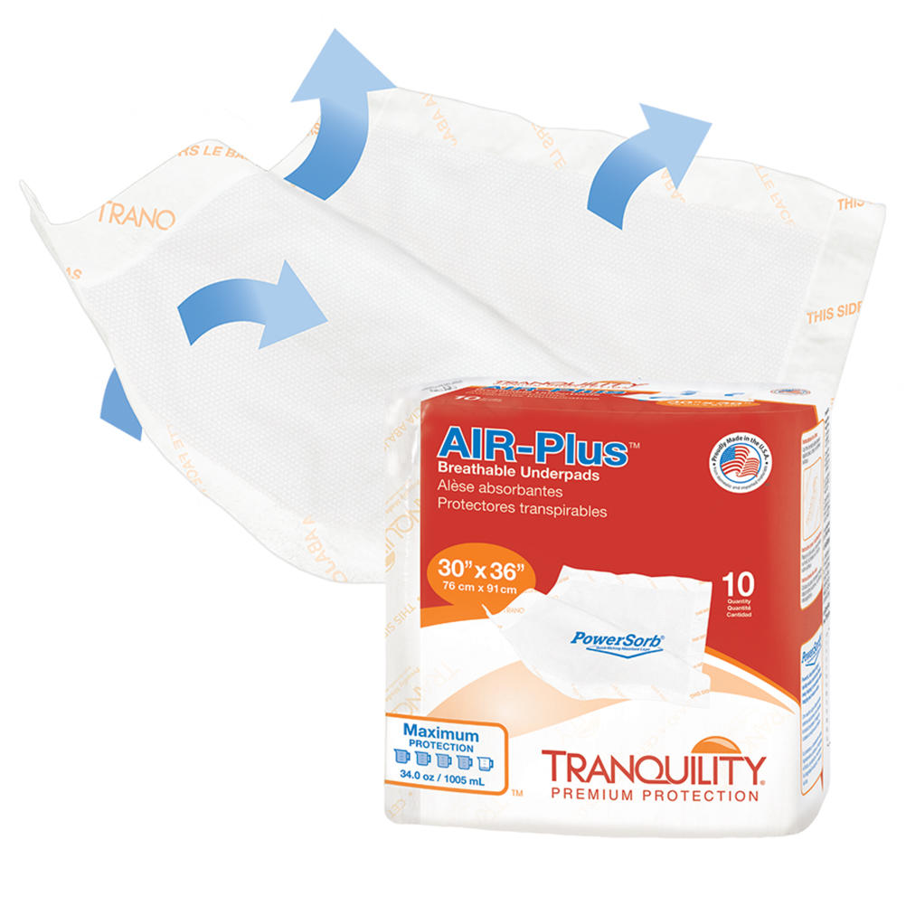 Tranquility AIR-Plus Breathable Underpads, 30 x 36